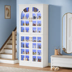 69" Shoe Cabinet, 8-Tier Shoe Rack Organizer with Doors and Led Lights