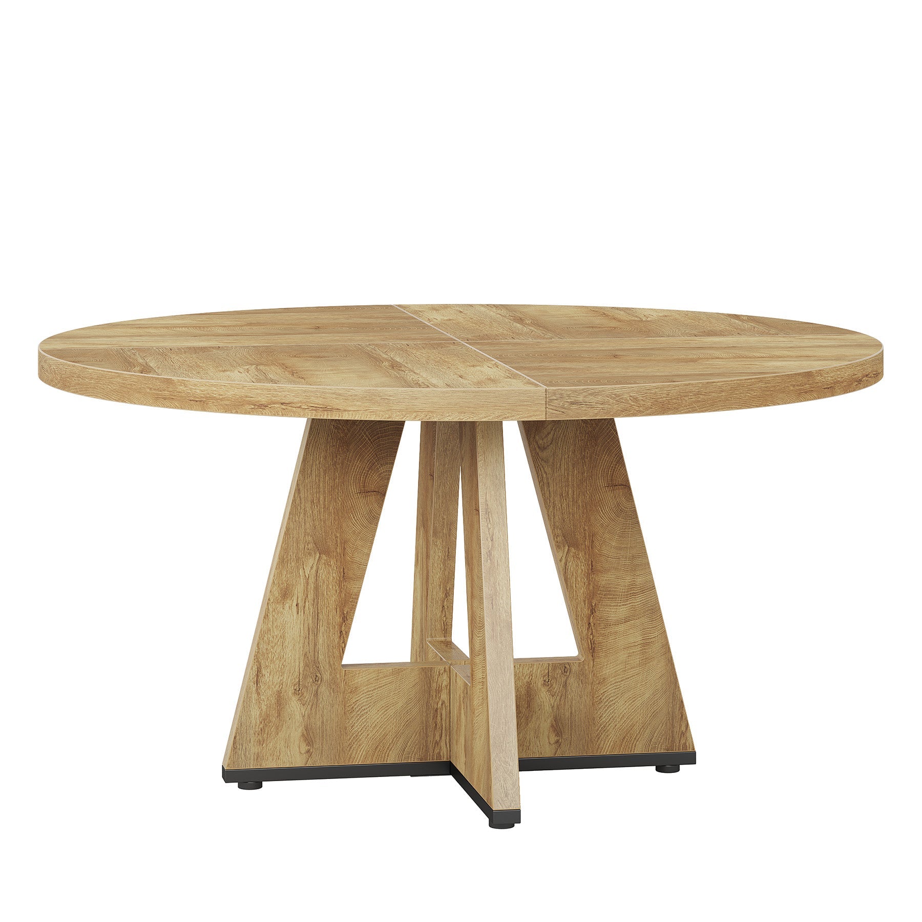 47-Inch Round Farmhouse Dining Table for 4–6 with Cross-Style Pedestal Base