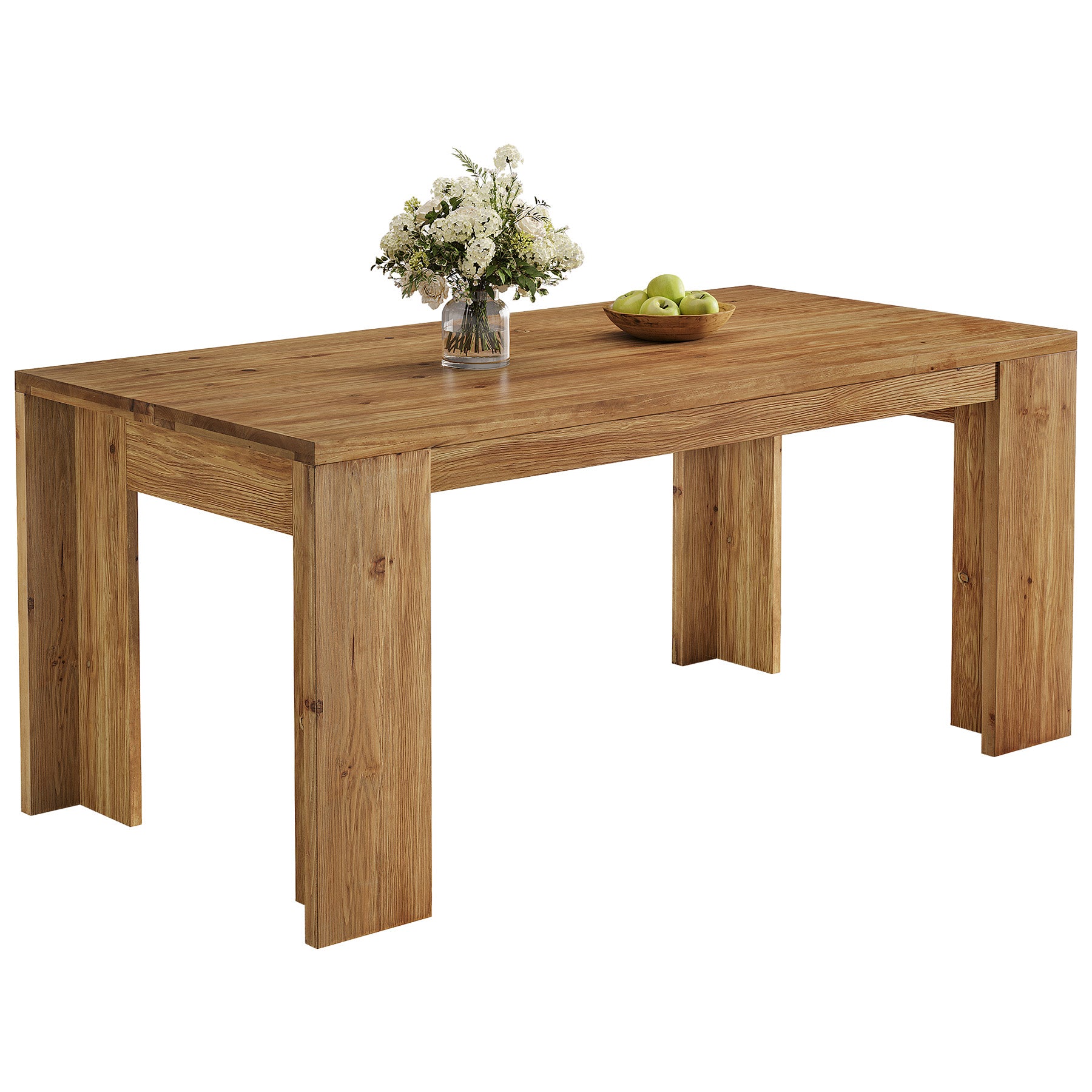 Tribesigns 63" Solid Wood Dining Table, Farmhouse Kitchen Table for Home