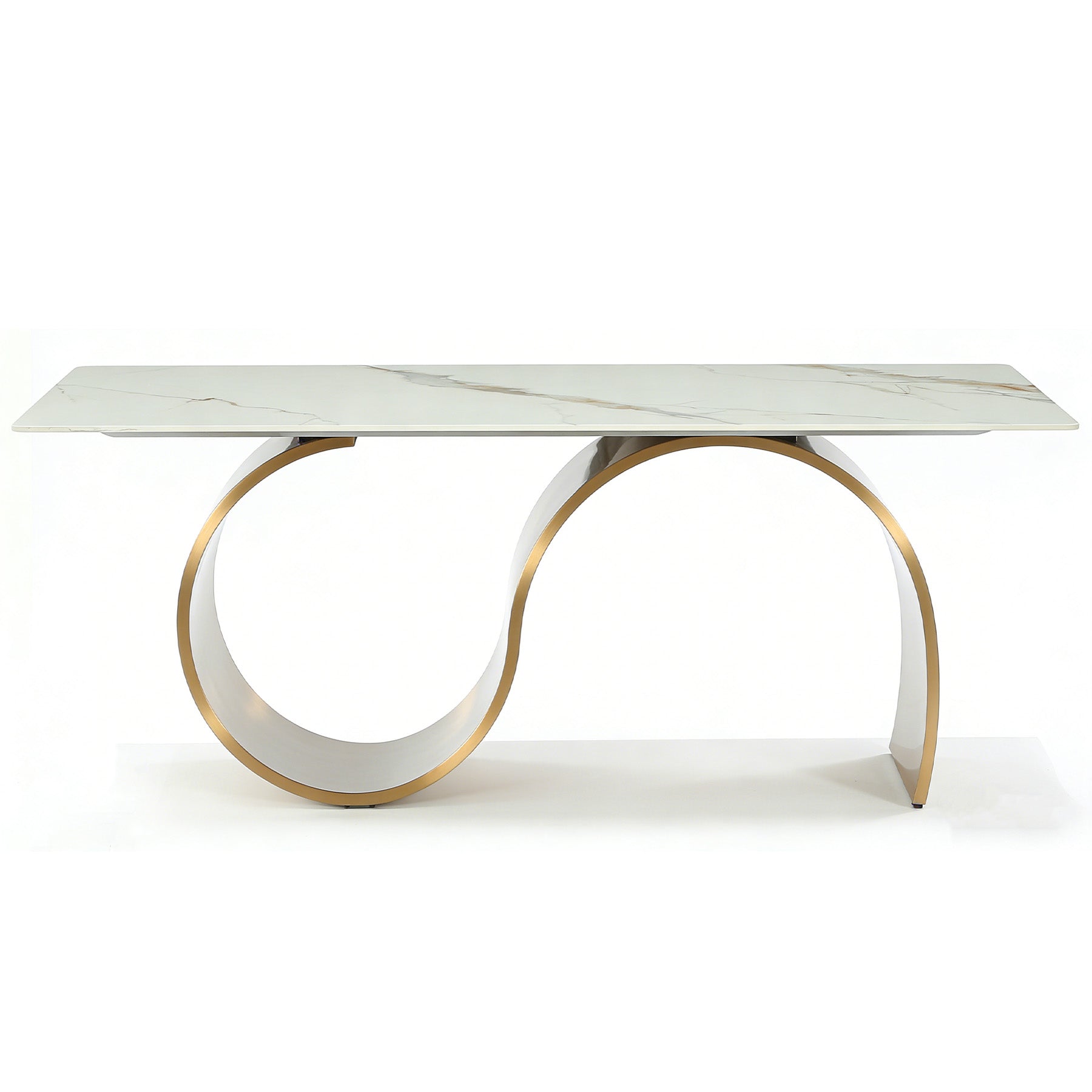 79" Sintered Stone Dining Table for 6-8, Luxury Kitchen Table with Stainless Steel Base