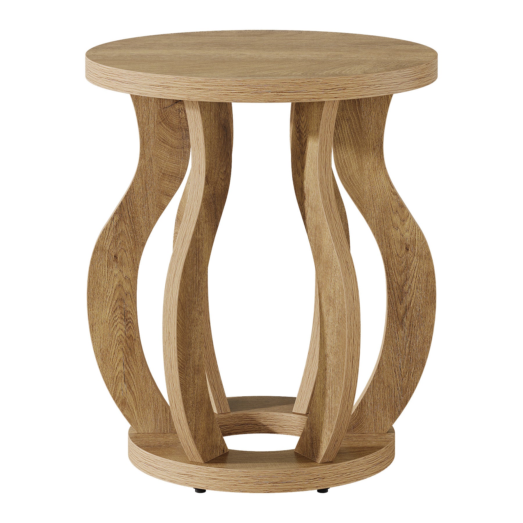 Tribesigns 19.69" Round Side Table, Curved Wooden Nightstand for Small Spaces