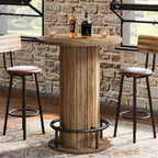 31" Bar Table, Round Bistro Pub Table with Footrest for Dining Coffee Cocktail(Only Table) Tribesigns#Color_Rustic Brown
