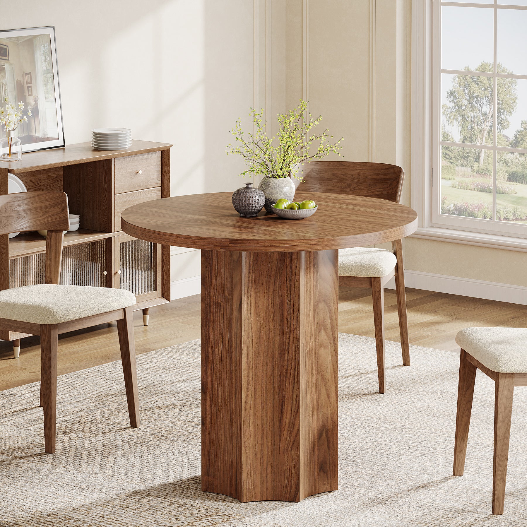 31.5" Dining Table, Circle Kitchen Dinner Table for 2 People