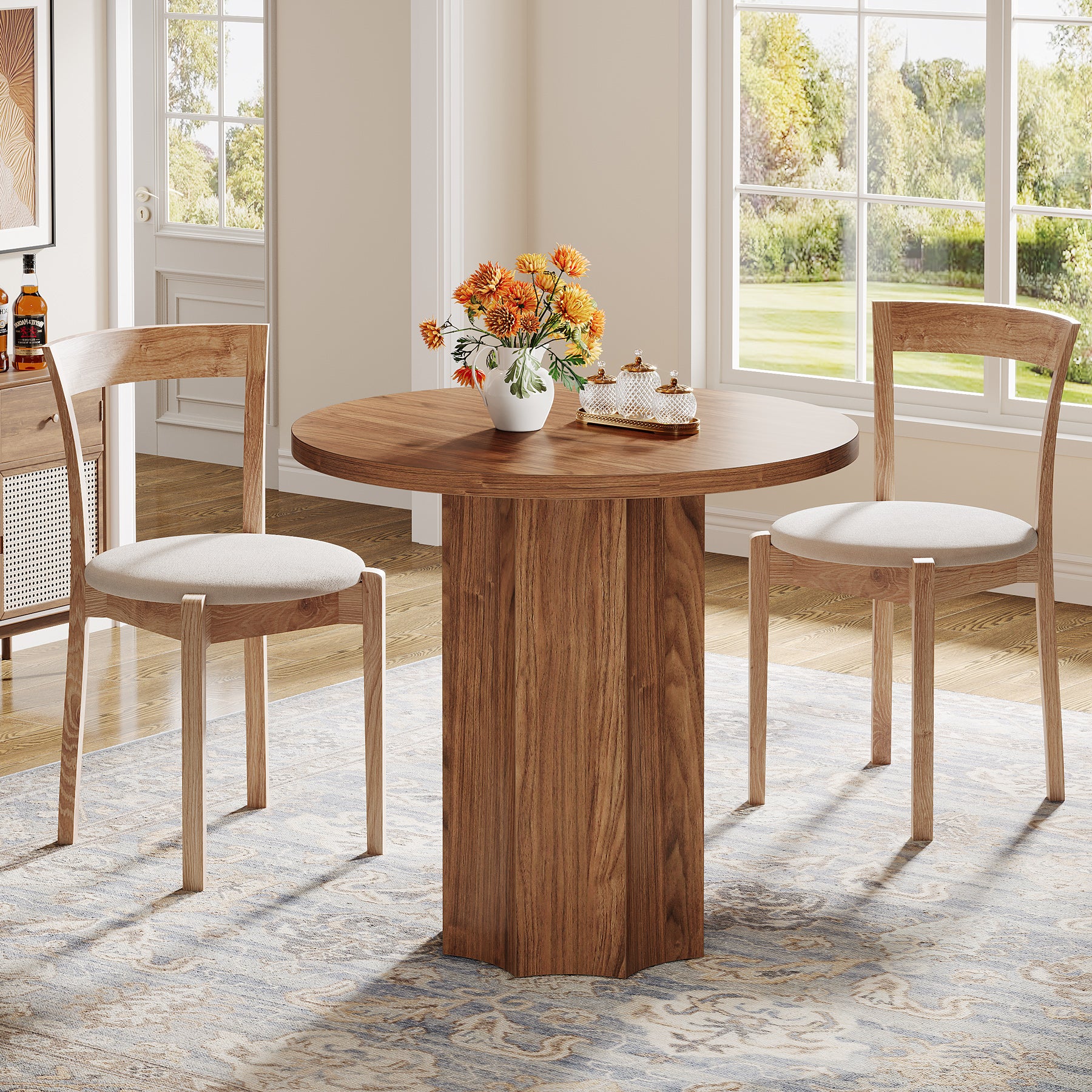 31.5" Dining Table, Circle Kitchen Dinner Table for 2 People