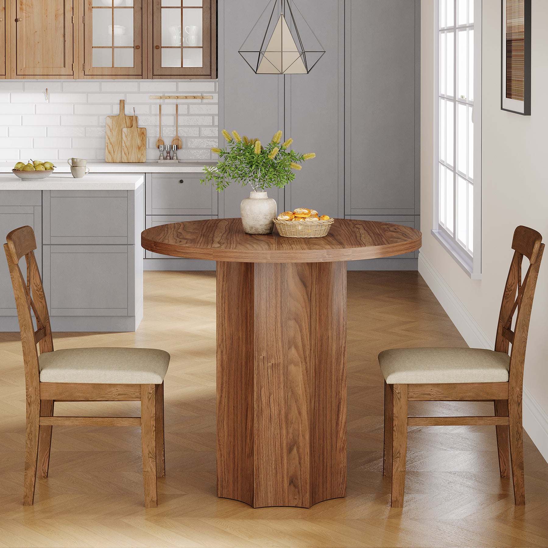 31.5" Dining Table, Circle Kitchen Dinner Table for 2 People