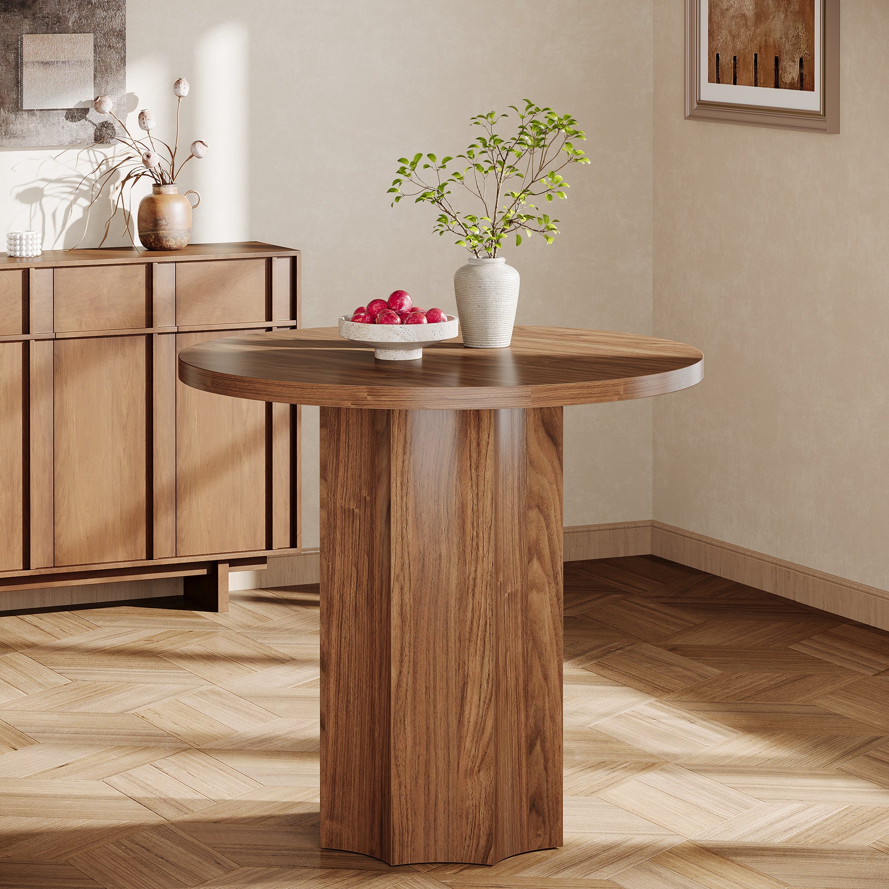 31.5" Dining Table, Circle Kitchen Dinner Table for 2 People