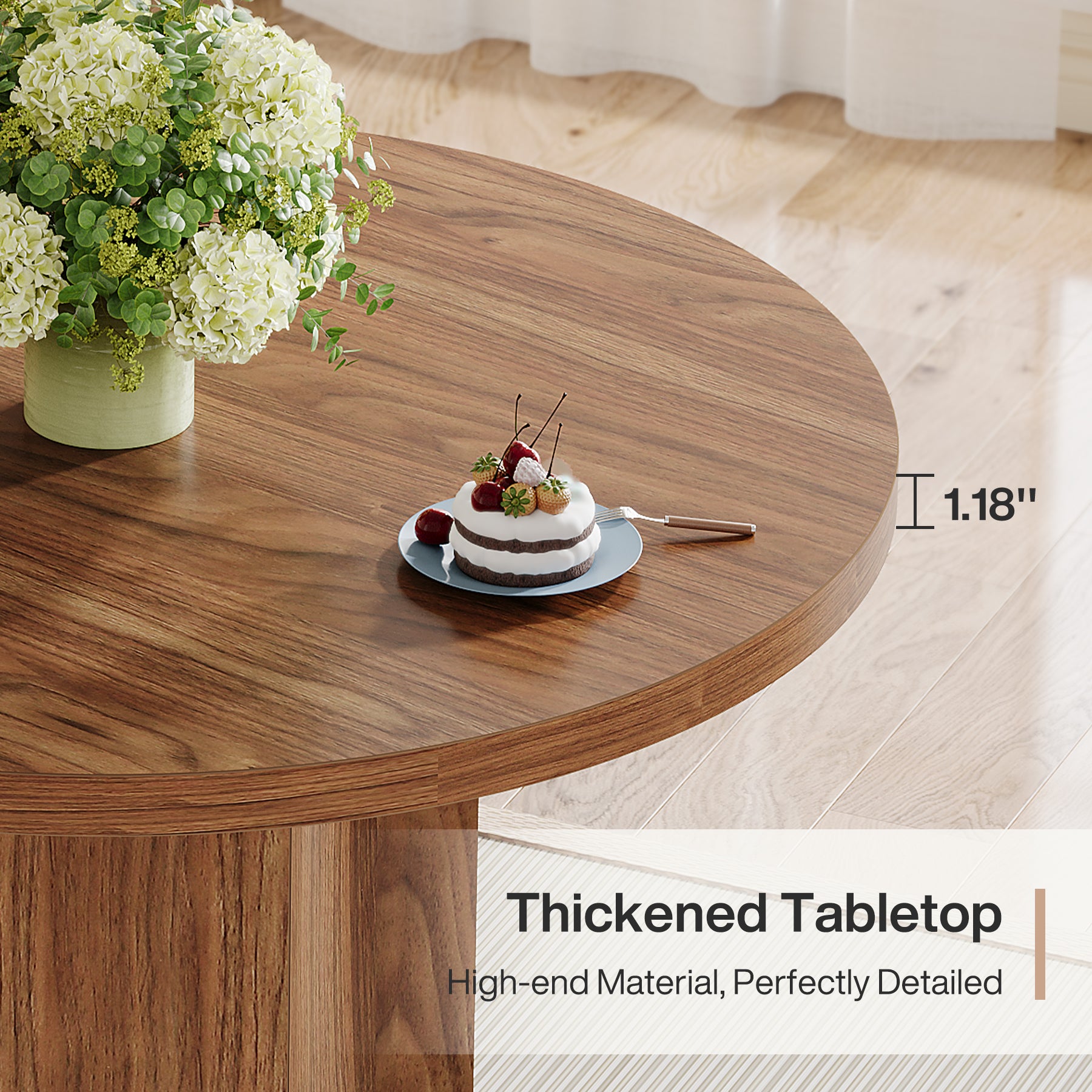 31.5" Dining Table, Circle Kitchen Dinner Table for 2 People