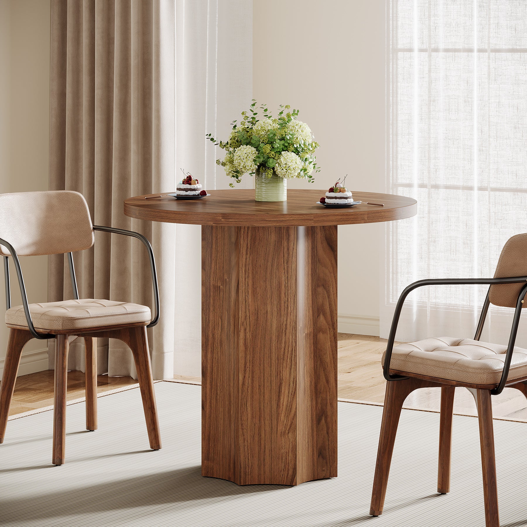 31.5" Dining Table, Circle Kitchen Dinner Table for 2 People