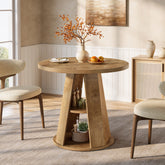 31.5" Dining Table, Modern Round Kitchen Table with Storage Shelf 3