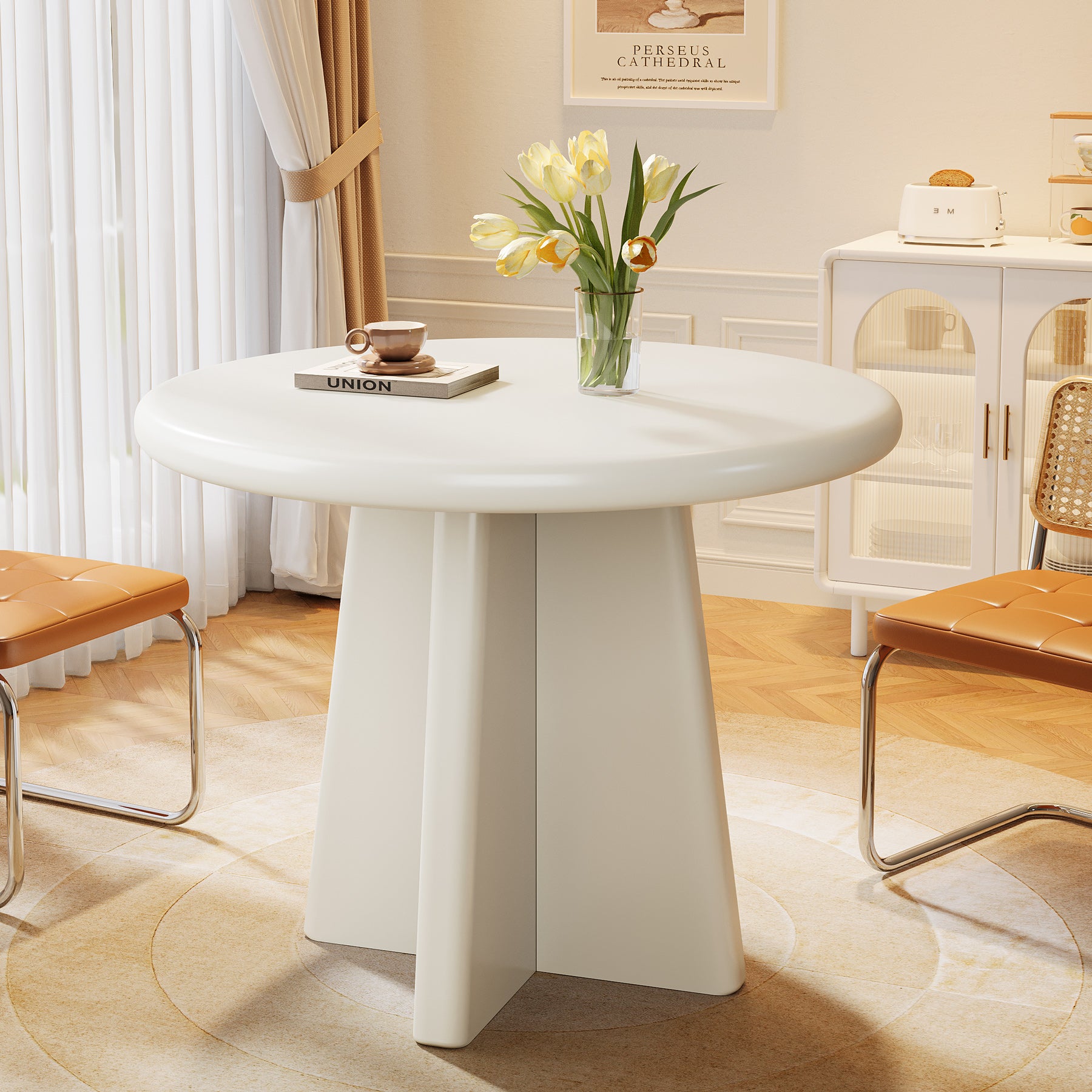 31.5" Dining Table, Round Kitchen Dinner Table