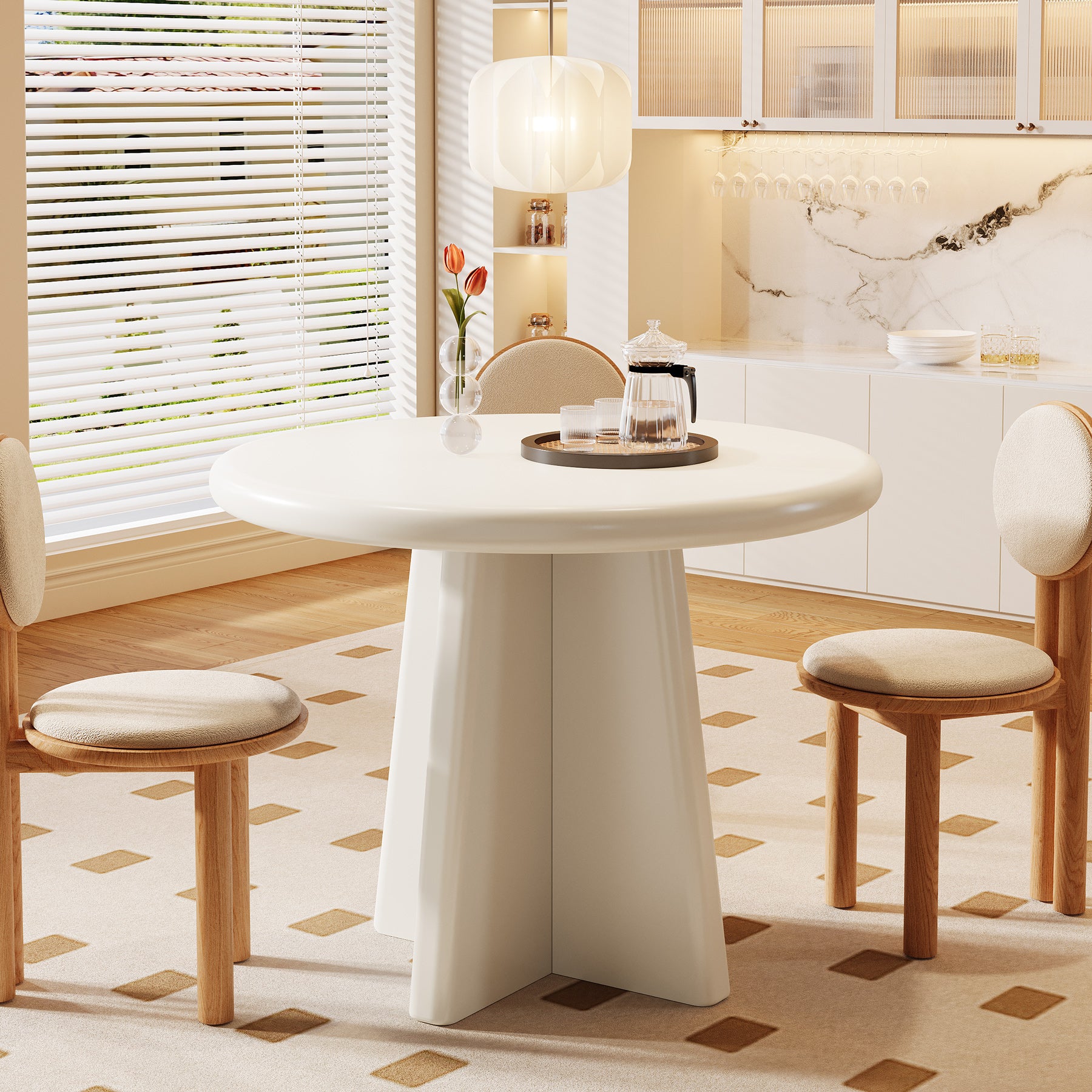 31.5" Dining Table, Round Kitchen Dinner Table
