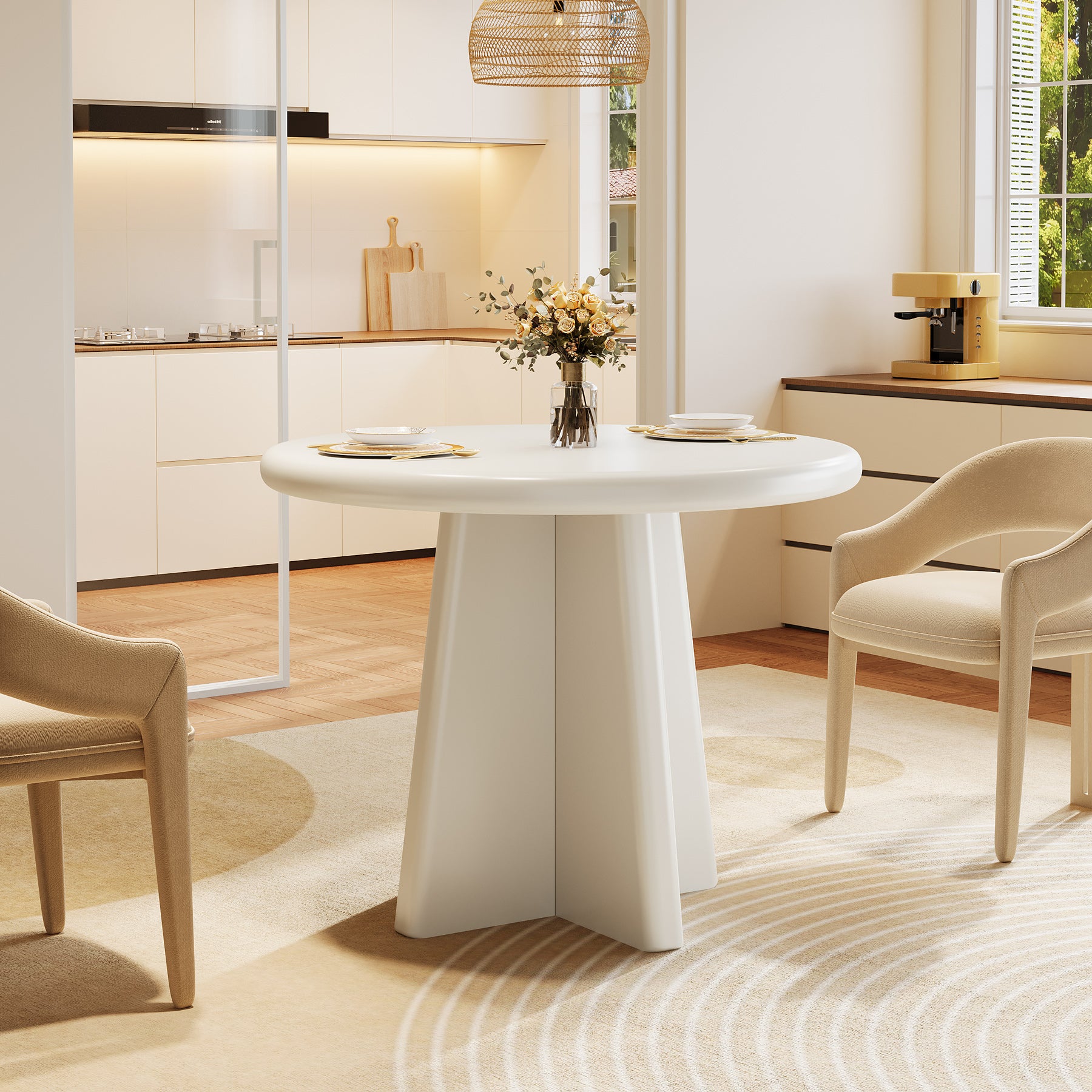 31.5" Dining Table, Round Kitchen Dinner Table
