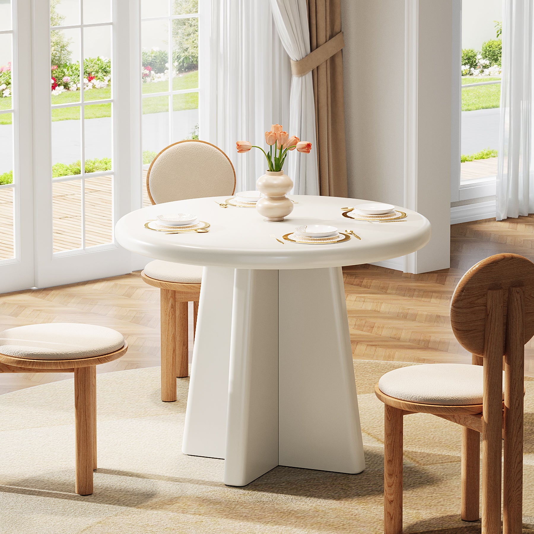 31.5" Dining Table, Round Kitchen Dinner Table