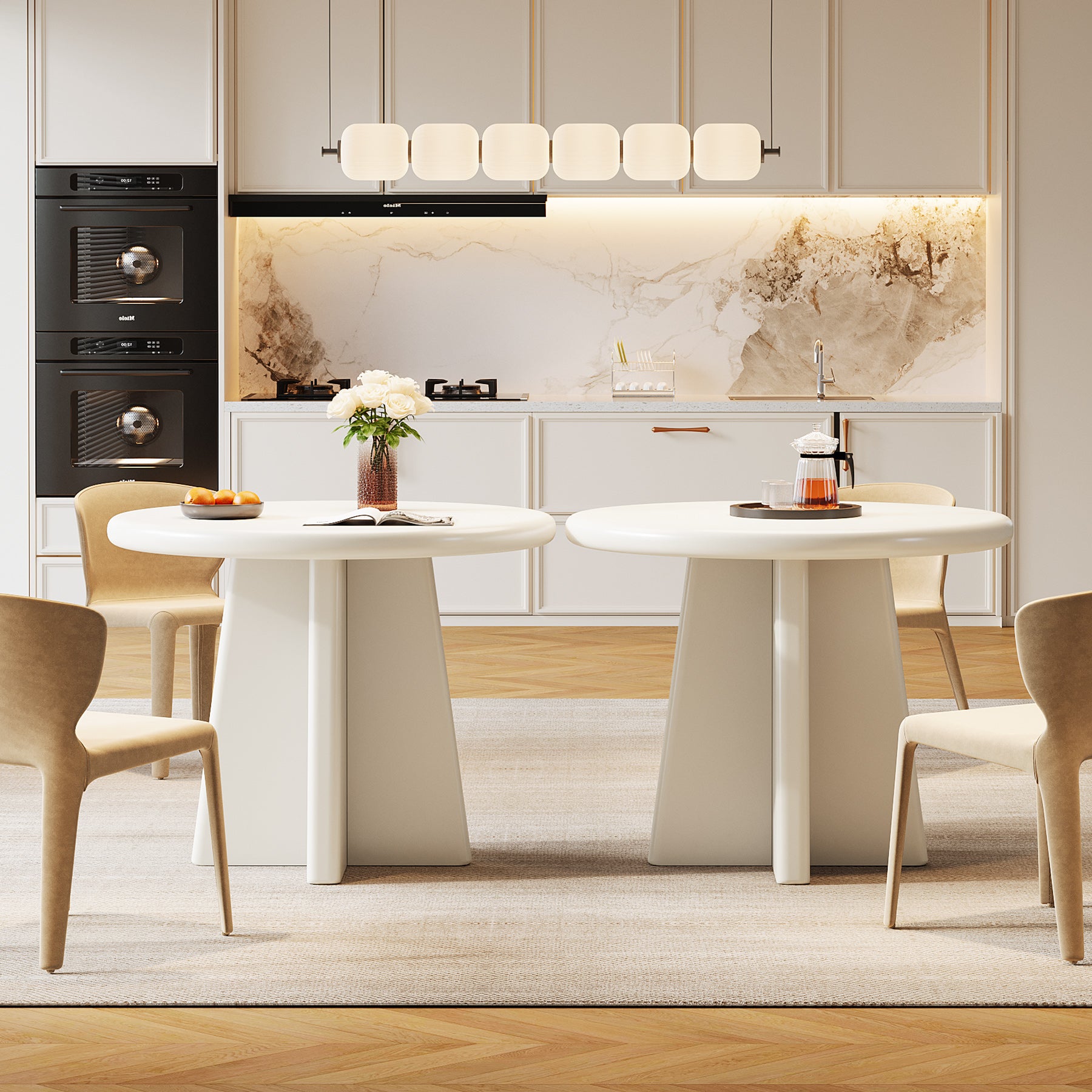 31.5" Dining Table, Round Kitchen Dinner Table