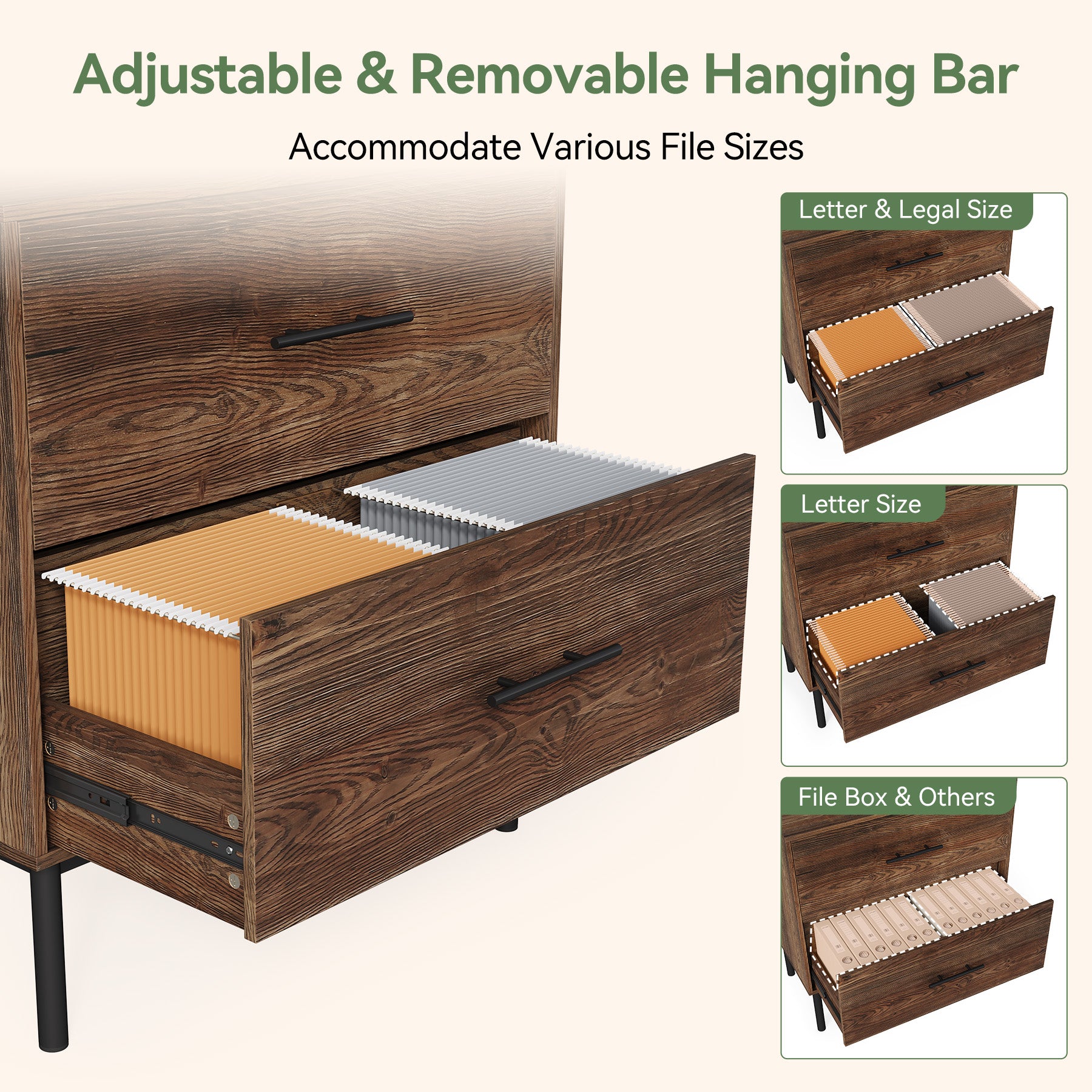 31.5" Farmhouse File Cabinet, Solid Wood Filing Cabinet with 2 Drawers