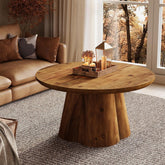 31.5" Round Coffee Table, Farmhouse Solid Wood Center Tea Table with Robust Base 3