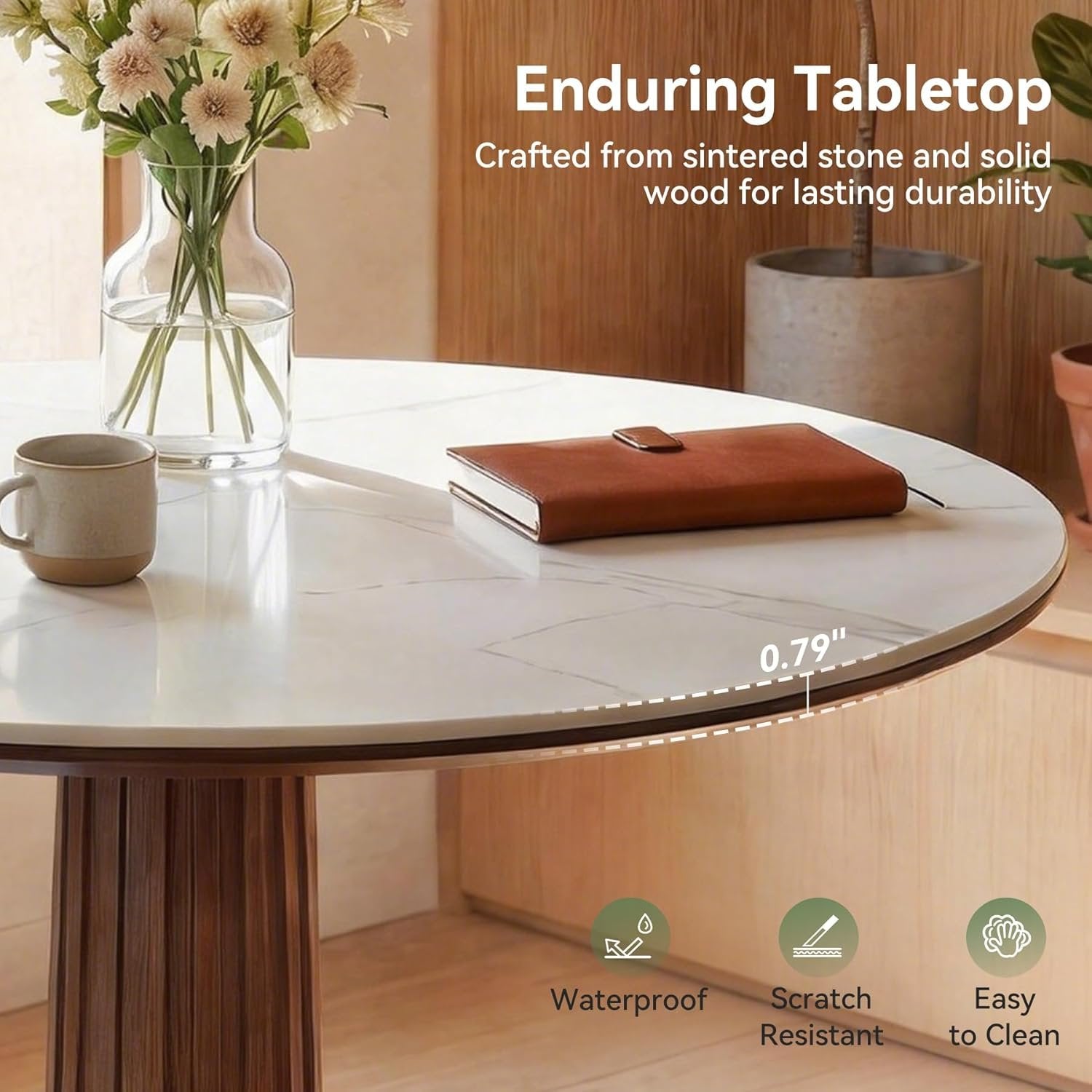 31.5" Round Conference Table, Modern Small Meeting Room Table  for 2-4 People for Office, Conference Room