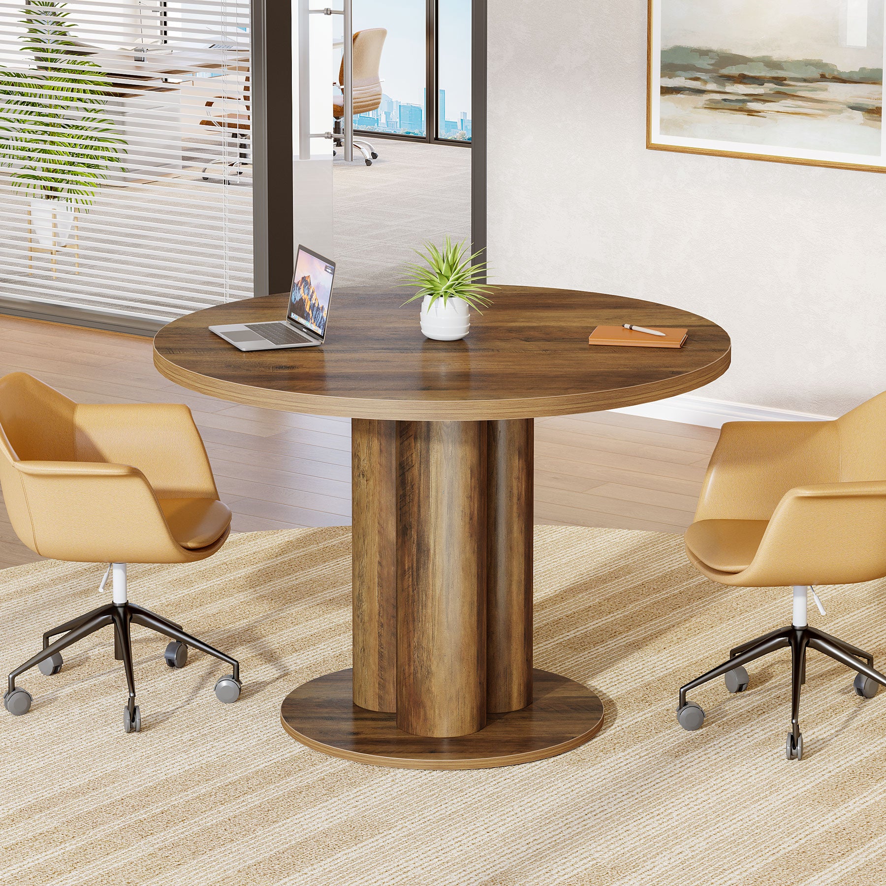 31.5" Round Conference Table, Office Table Meeting Room Desk for 4