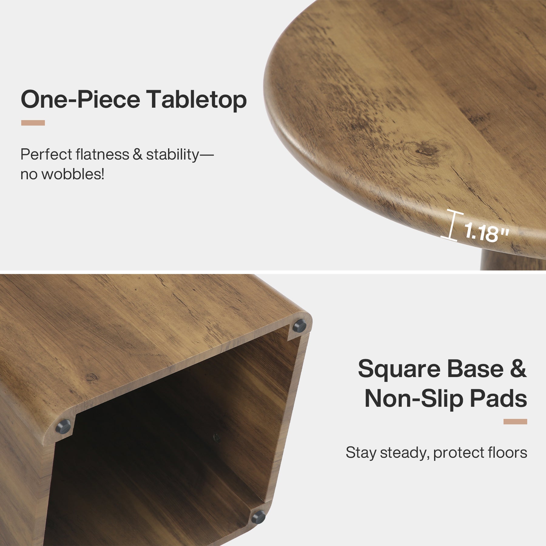 31.5" Round Dining Room, Farmhouse Kitchen Dinner Table with Square Base for 2-4