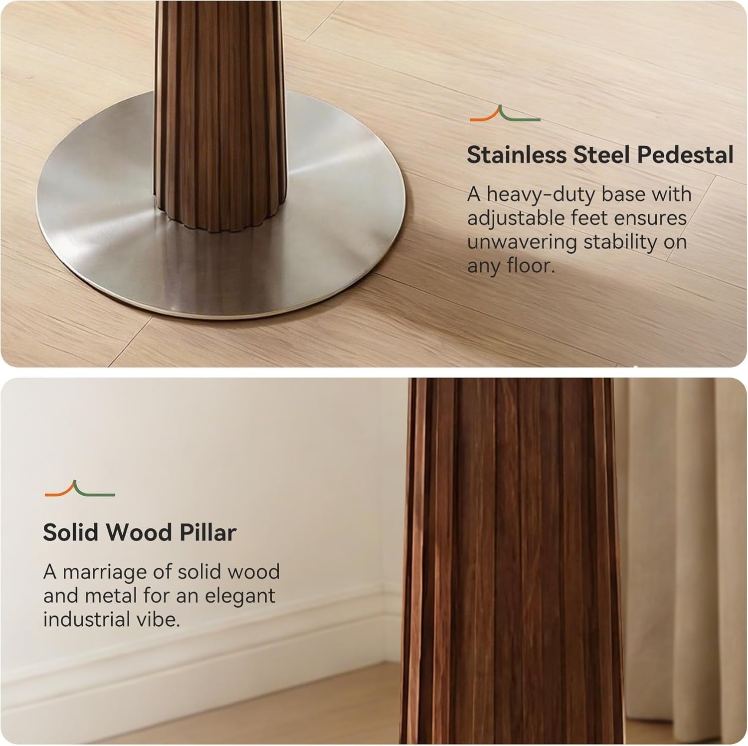 31.5" Round Dining Table, Kitchen Table with Sintered Stone Top and Stainless Steel Base for Kitchen, Dining Room