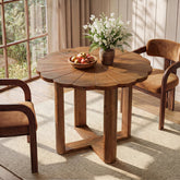 31.5" Solid Wood Round Dining Table, Solid Wood Round Dining Table for 2-4 3