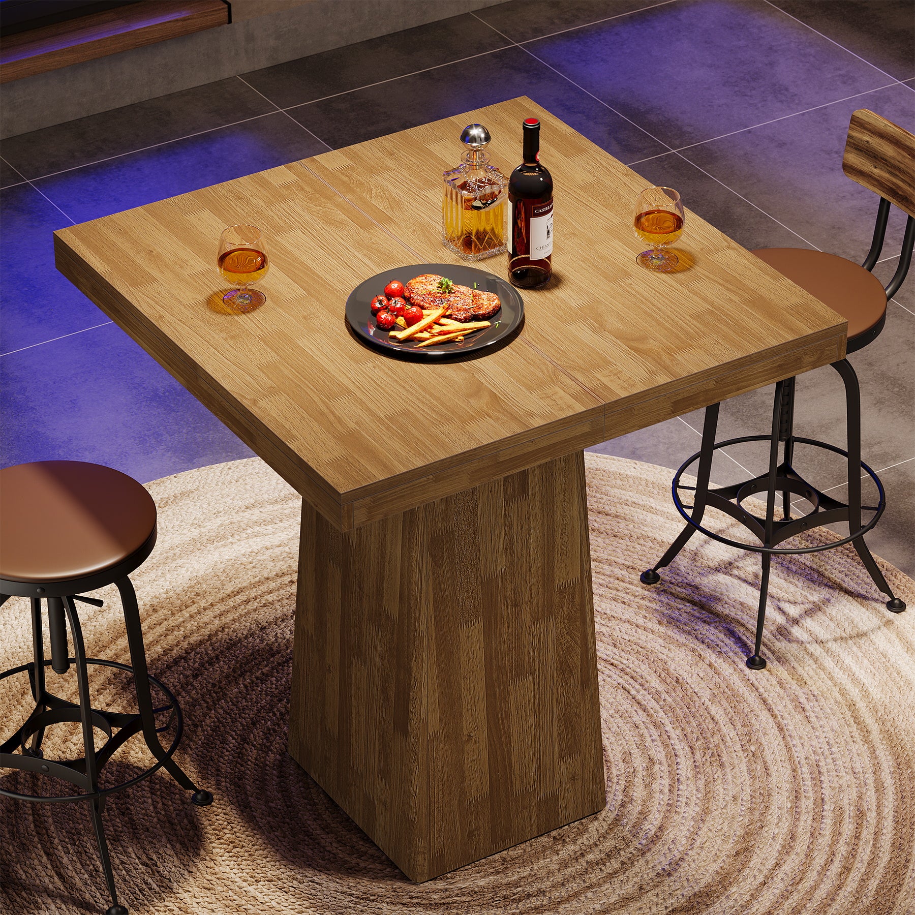 31.5" Square Bar Table, Industrial Counter Height Pub Cocktail Unit Dining Table