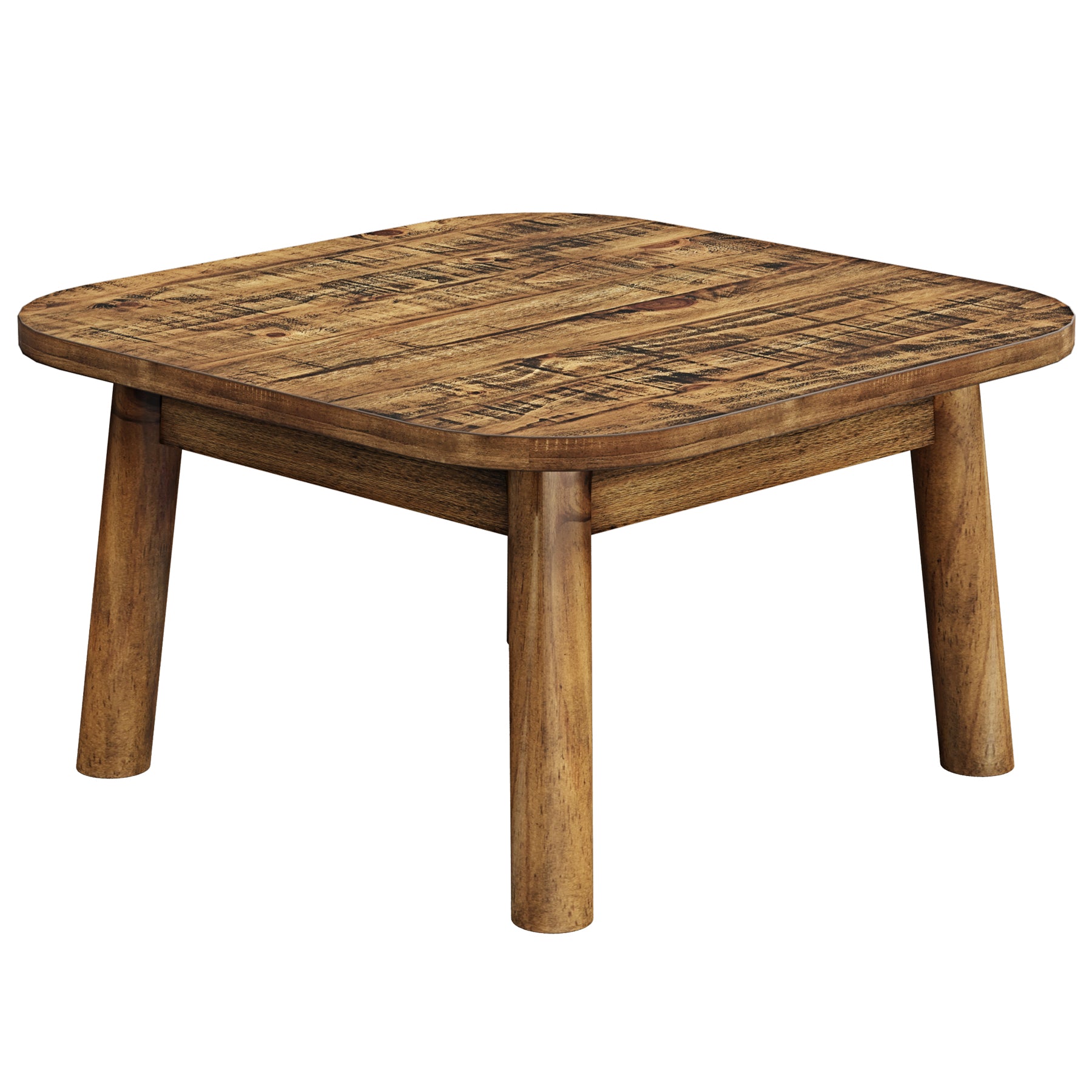 31.5" Square Coffee Table, Farmhouse Solid Wood Center Table with Rounded Corners