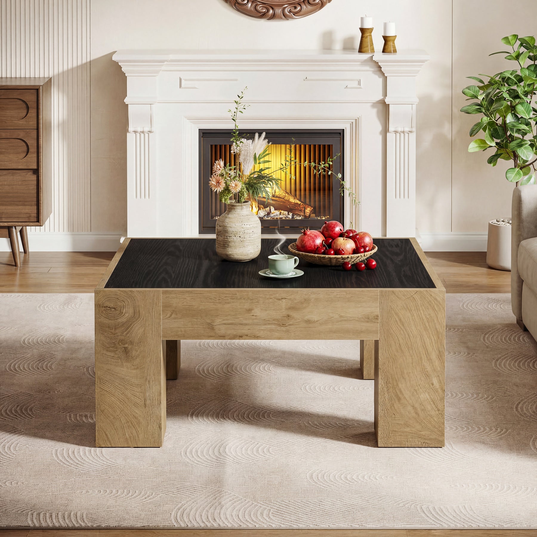 31.5" Square Coffee Tables, Farmhouse Center Table with Sturdy Legs