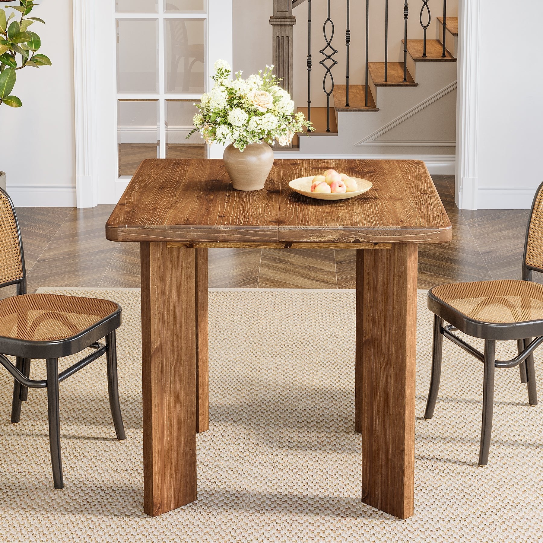 31.5" Square Dining Table, Solid Wood Farmhouse Kitchen Table for 2-4