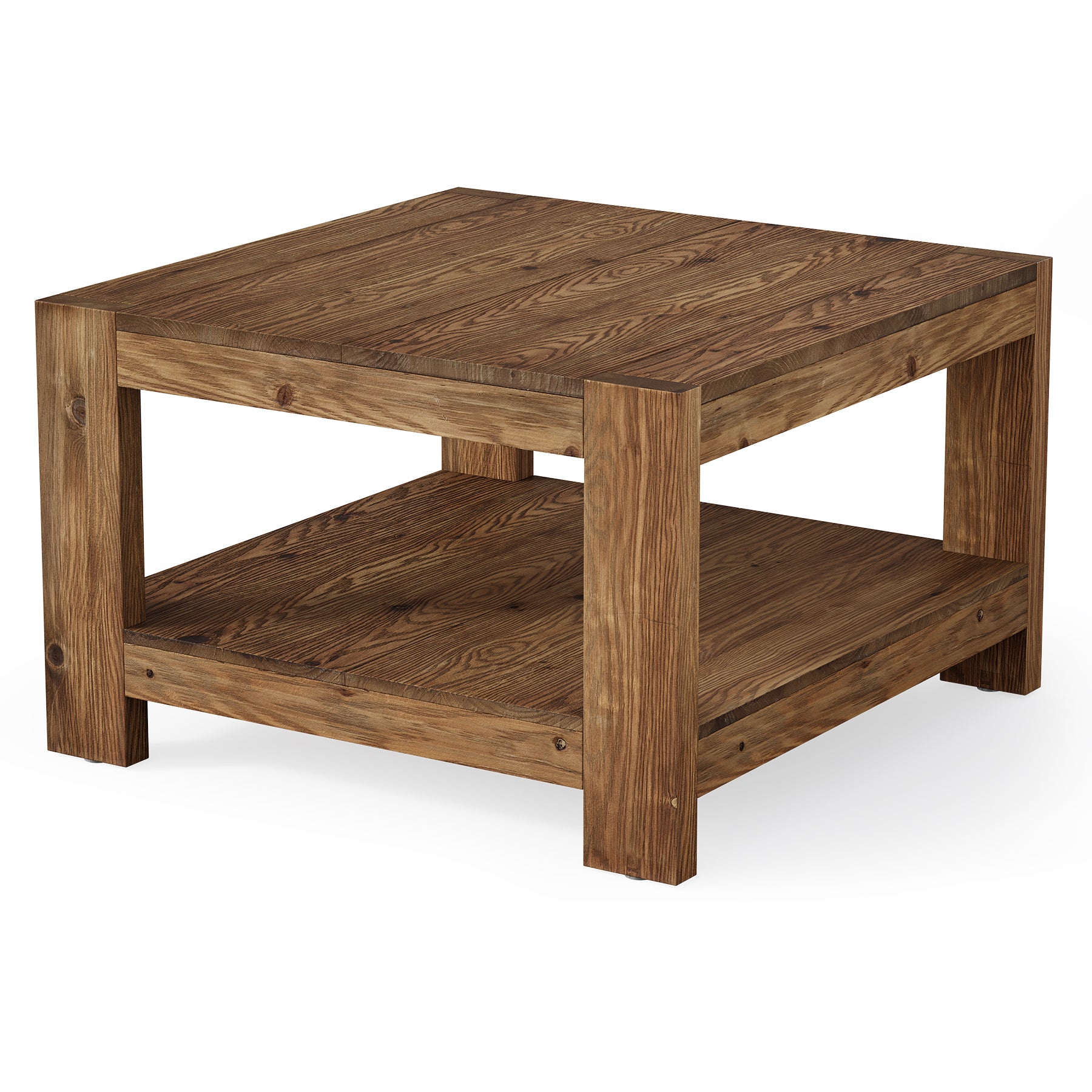 31.5" Wood Coffee Table, Square Farmhouse Center Table with Storage Shelf