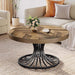 31.5" Coffee Table, Wooden Accent Center Table with Stylish Pedestal Tribesigns