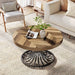 31.5" Coffee Table, Wooden Accent Center Table with Stylish Pedestal Tribesigns