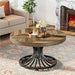 31.5" Coffee Table, Wooden Accent Center Table with Stylish Pedestal Tribesigns