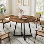 31.5" Dining Table, Industrial Kitchen Dinner Table with Metal Base Tribesigns
