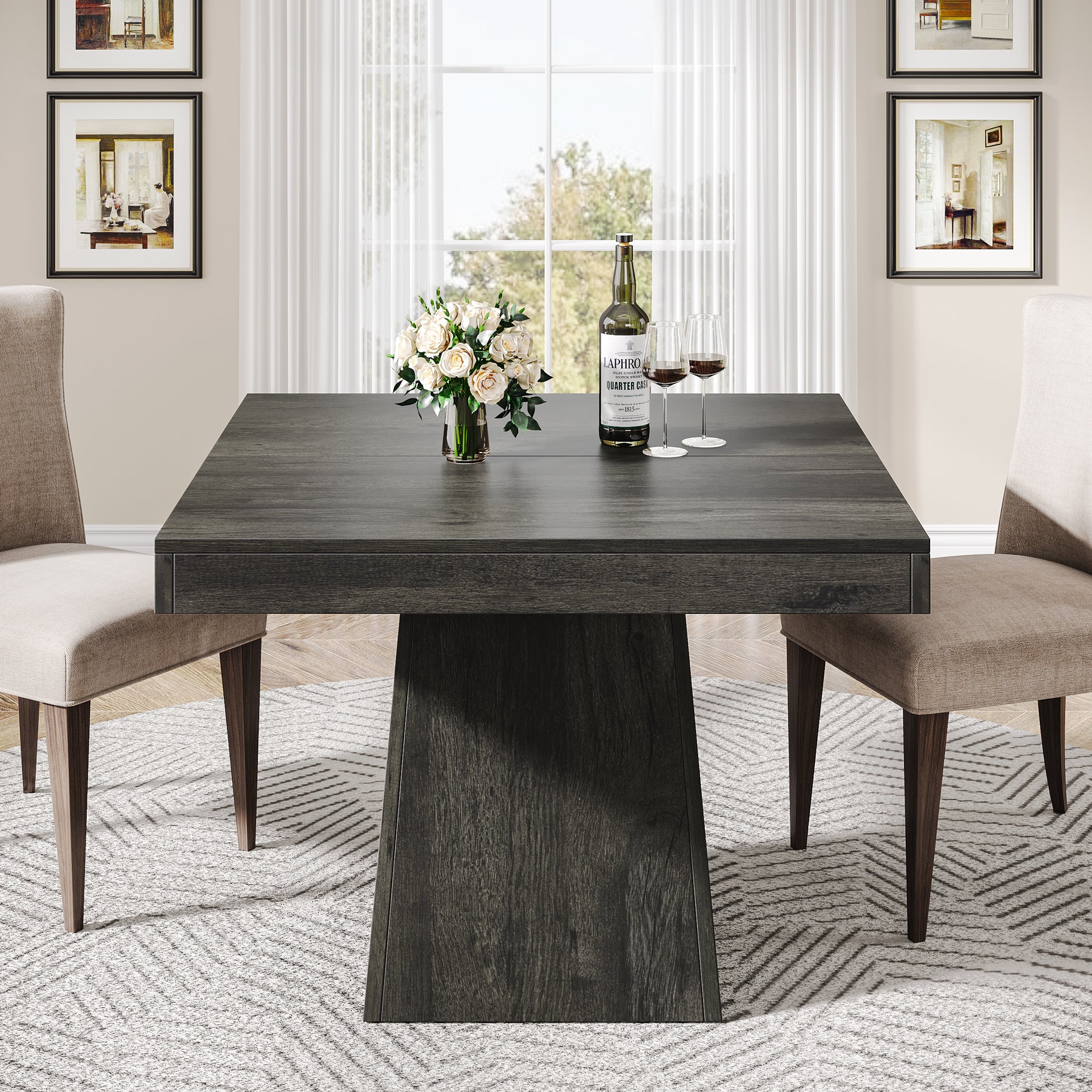 31.5" Dining Table, Square Farmhouse Kitchen Table Dinner Table for 4