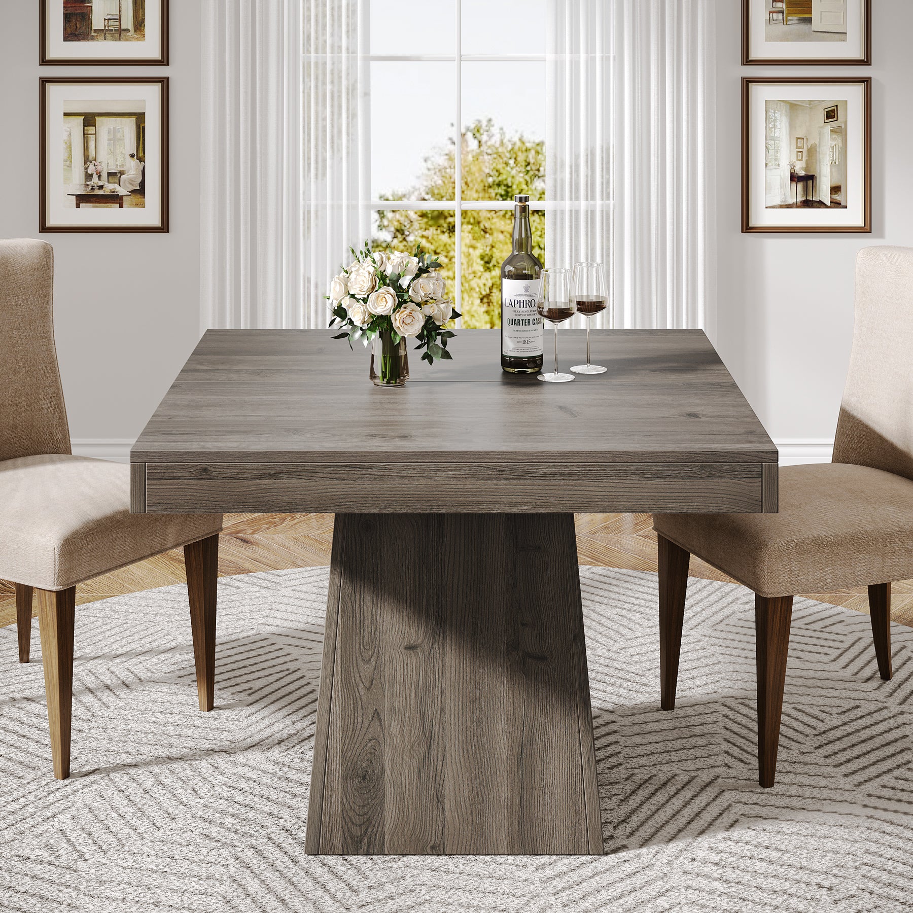 31.5" Dining Table, Square Farmhouse Kitchen Table Dinner Table for 4