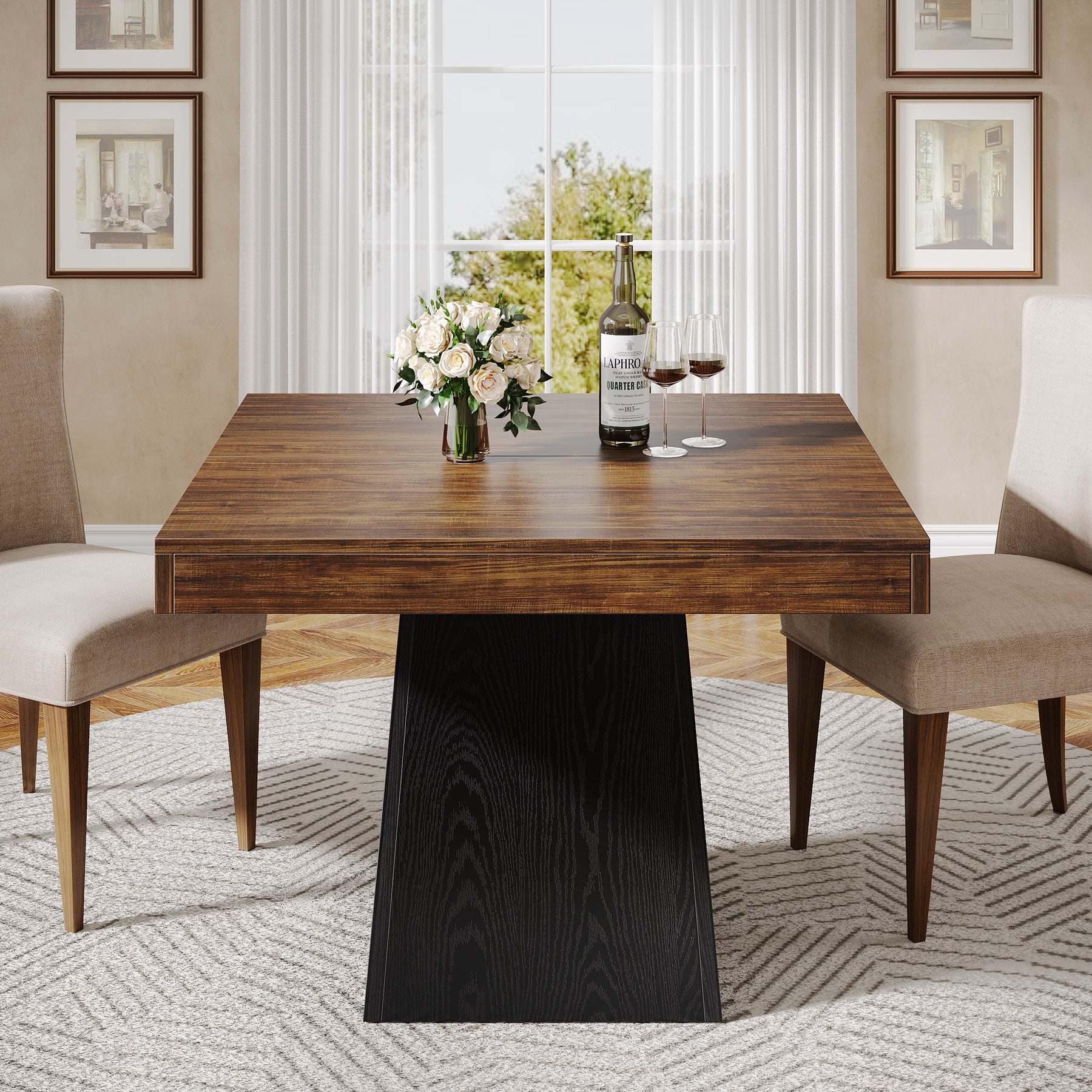 31.5" Dining Table, Square Farmhouse Kitchen Table Dinner Table for 4