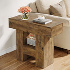 31.5" End Table, Farmhouse Sofa Side Table with 2 - Tier Shelf and Heavy Duty Base Tribesigns