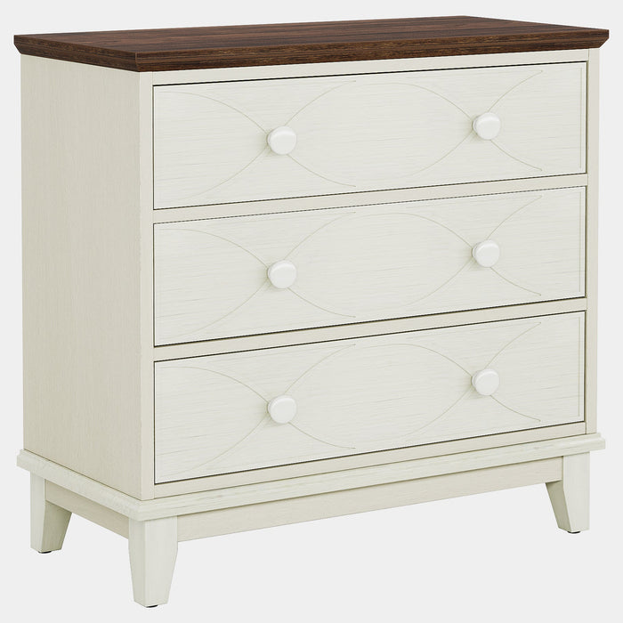 31.5" Wood Nightstand, 3 Drawers Farmhouse End Table Bedside Table Tribesigns