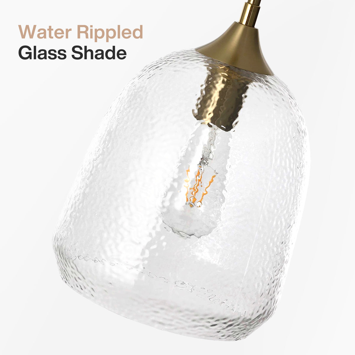 Tribesigns Modern Hammered Glass Pendant Light, Brass Island Light