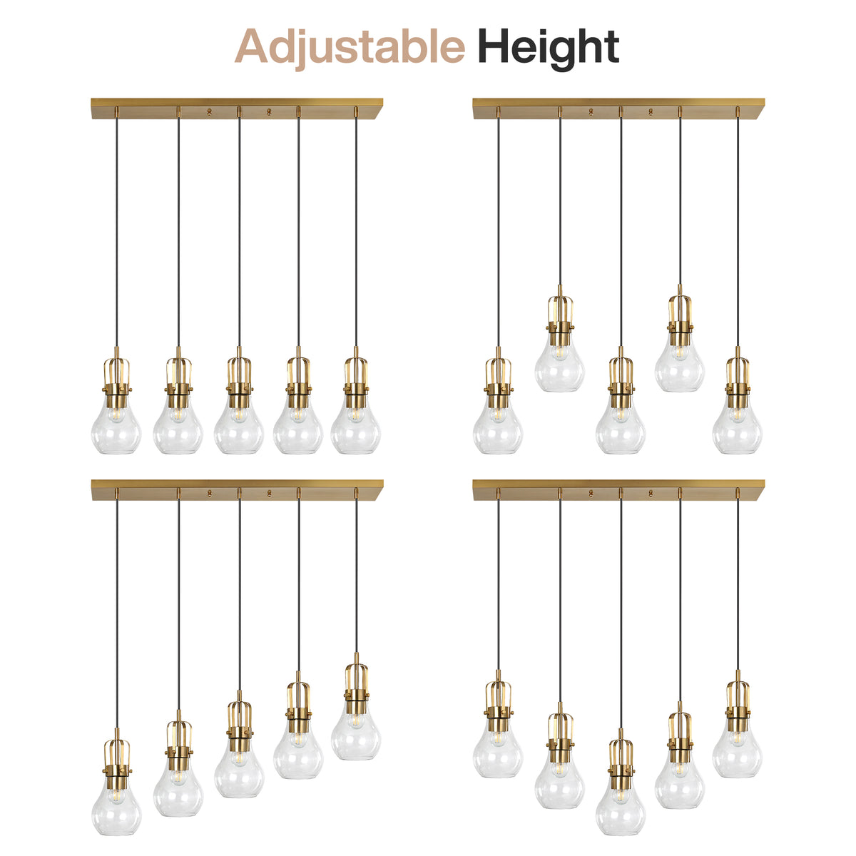 Modern Gold Pendant Light, Industrial Metal Cage Hanging Light with Clear Glass Shade