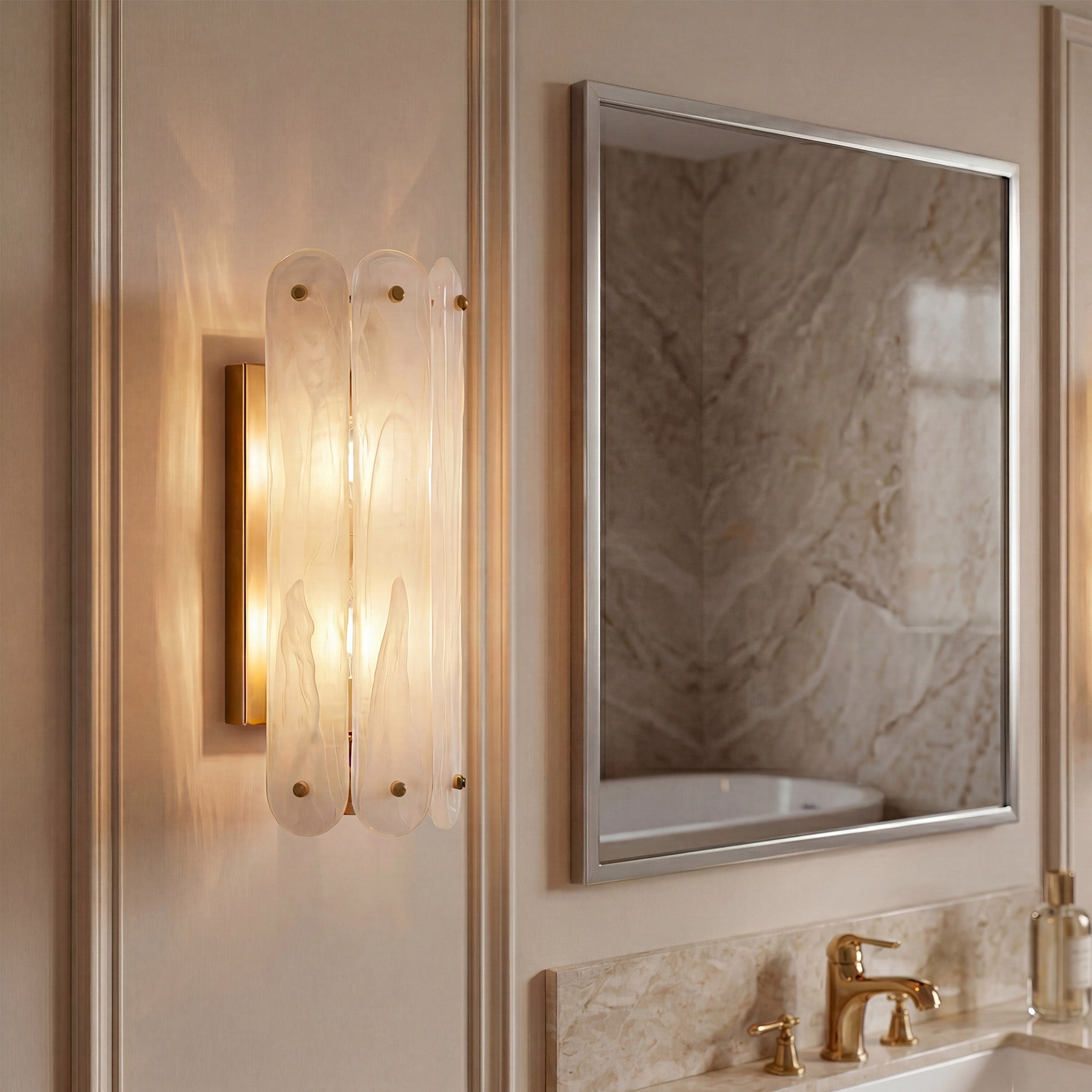 2-Light Modern Wall Sconce, 13.78" Wall Light Fixture with Glass Shade