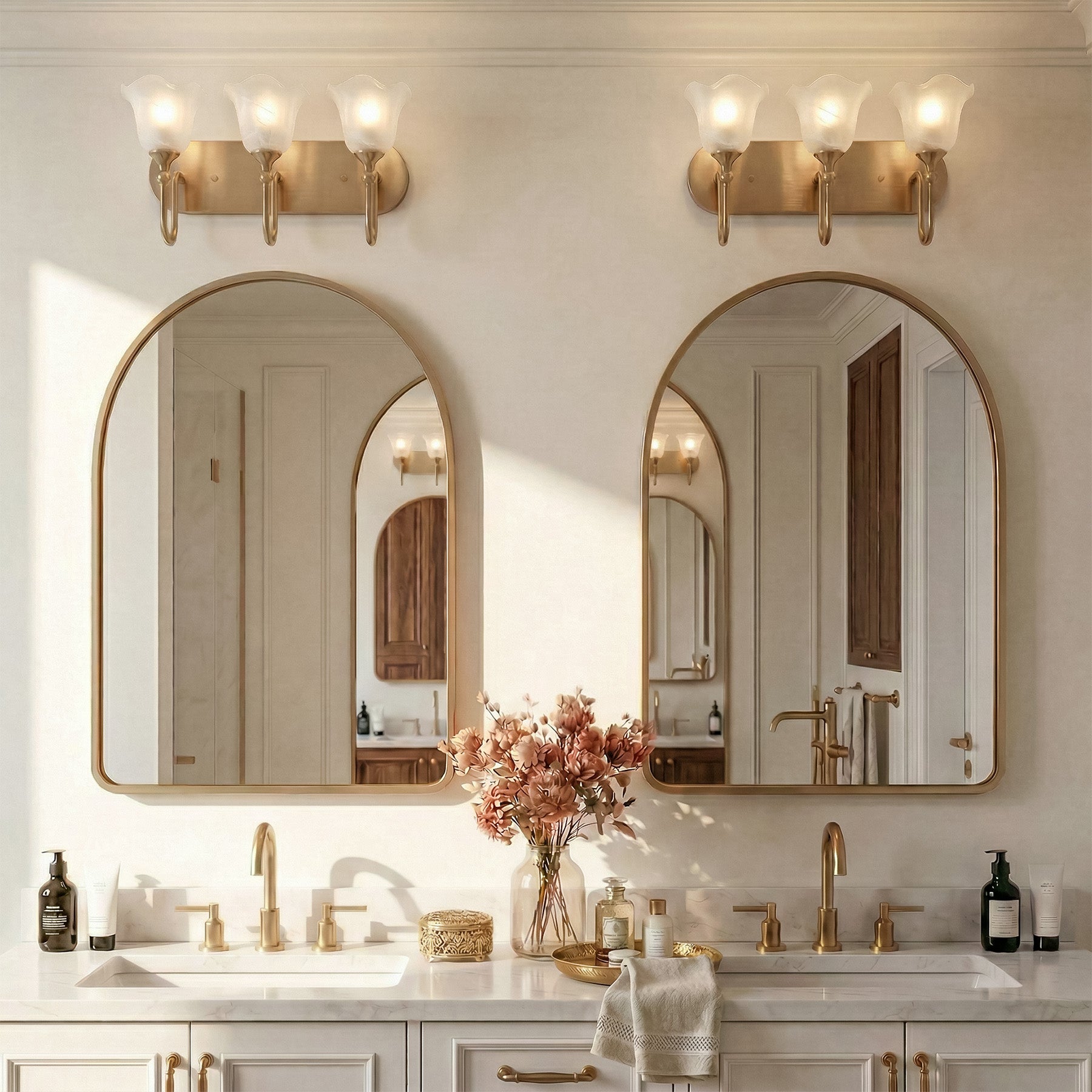 3-Light Light Fixtures, Modern Wall Lights Bathroom Vanity with Clear Glass Shades
