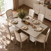 71" Sintered Stone Dining Table, Rectangular Kitchen Table with Fluted MDF Pedestal Base for 4-8 3
