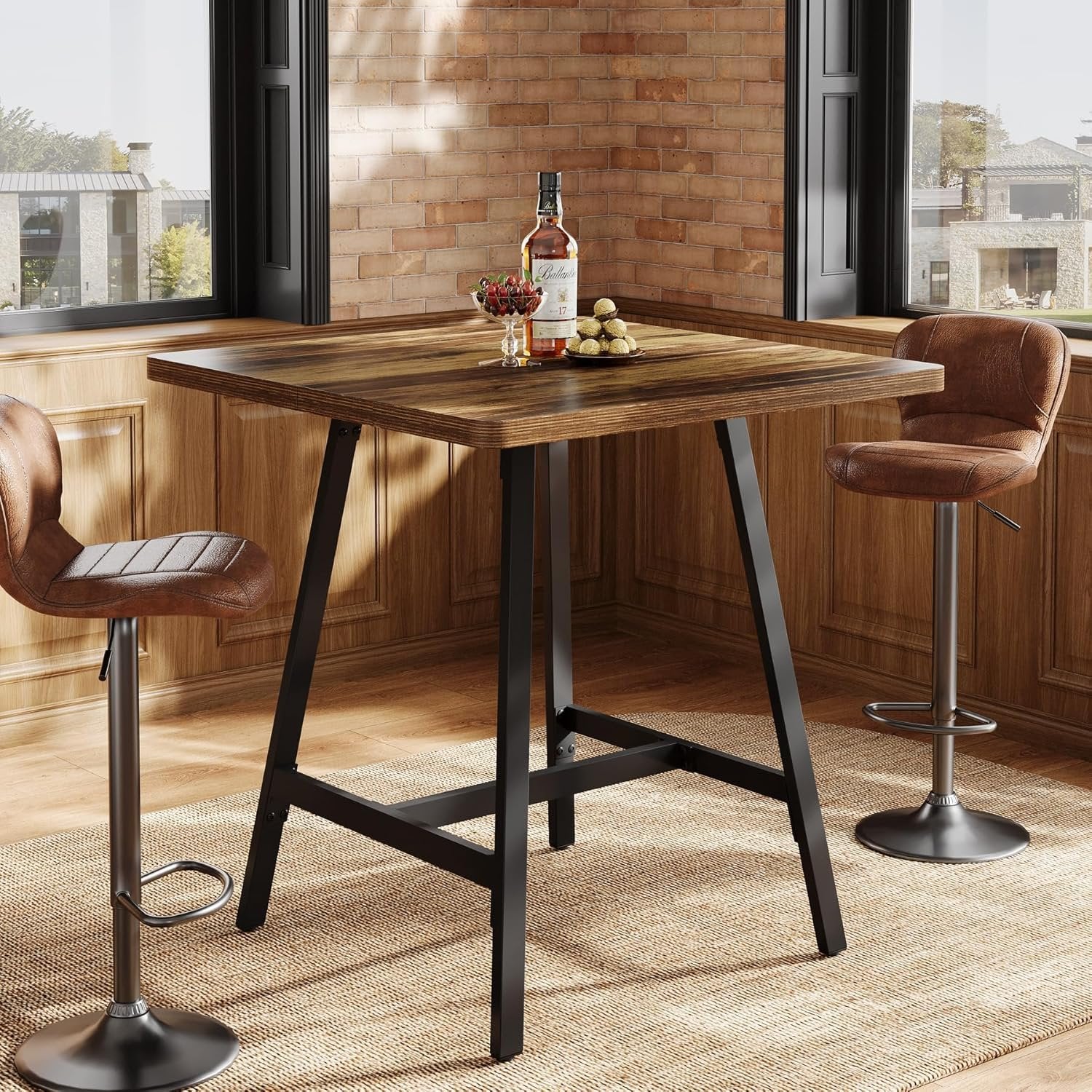 31" Square Bar Table, Small High Top Pub Table Dining Table with Thickened Top