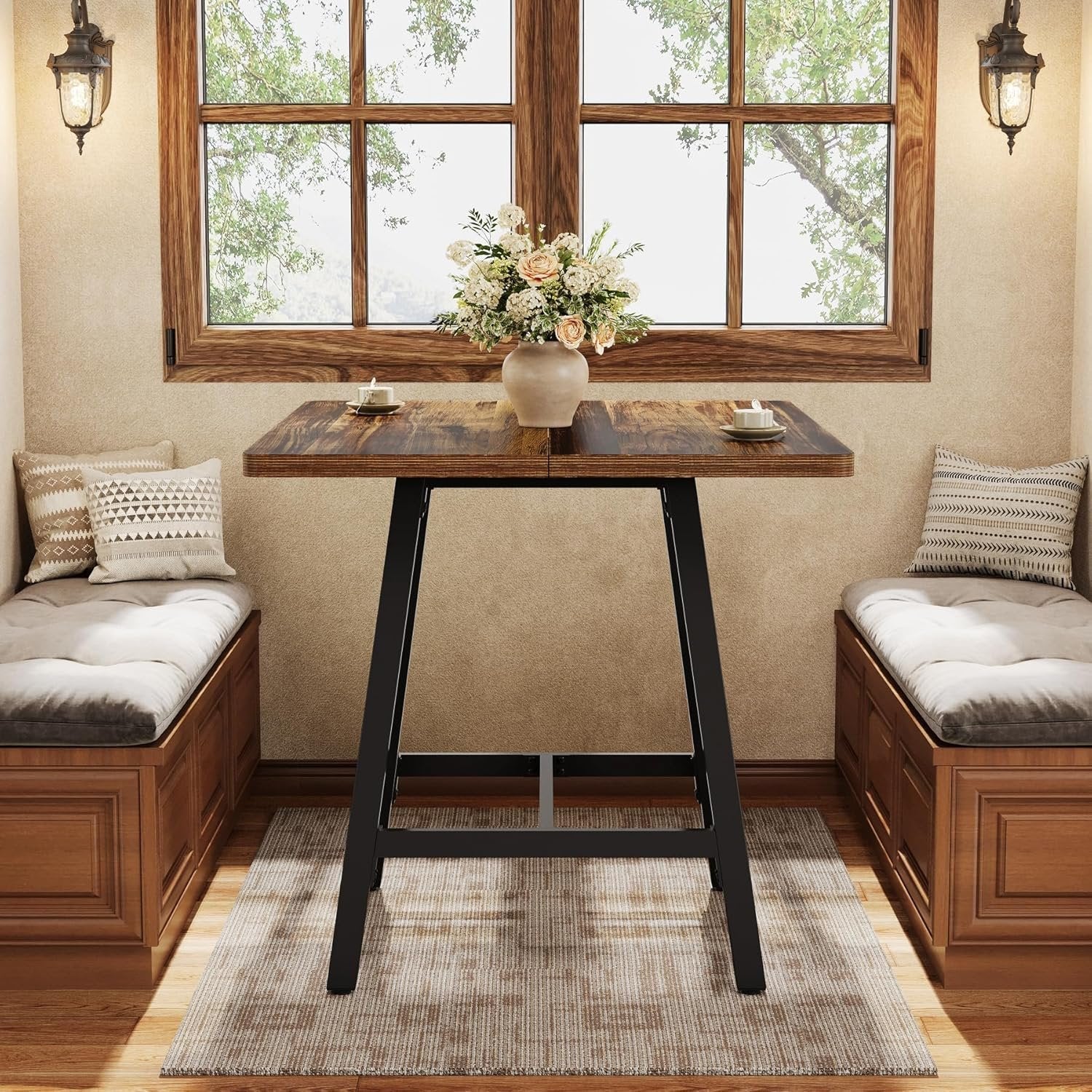 31" Square Bar Table, Small High Top Pub Table Dining Table with Thickened Top