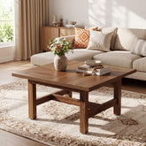 31" Square Coffee Table, Wooden Farmhouse Center Table with Sturdy Legs 3