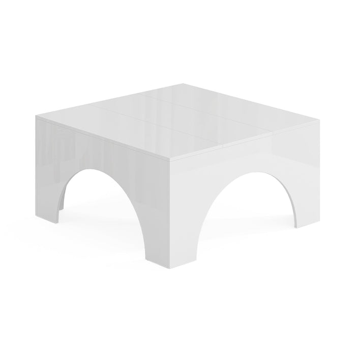 35" Coffee Table, Modern Square Center Table with Arched Structure Tribesigns