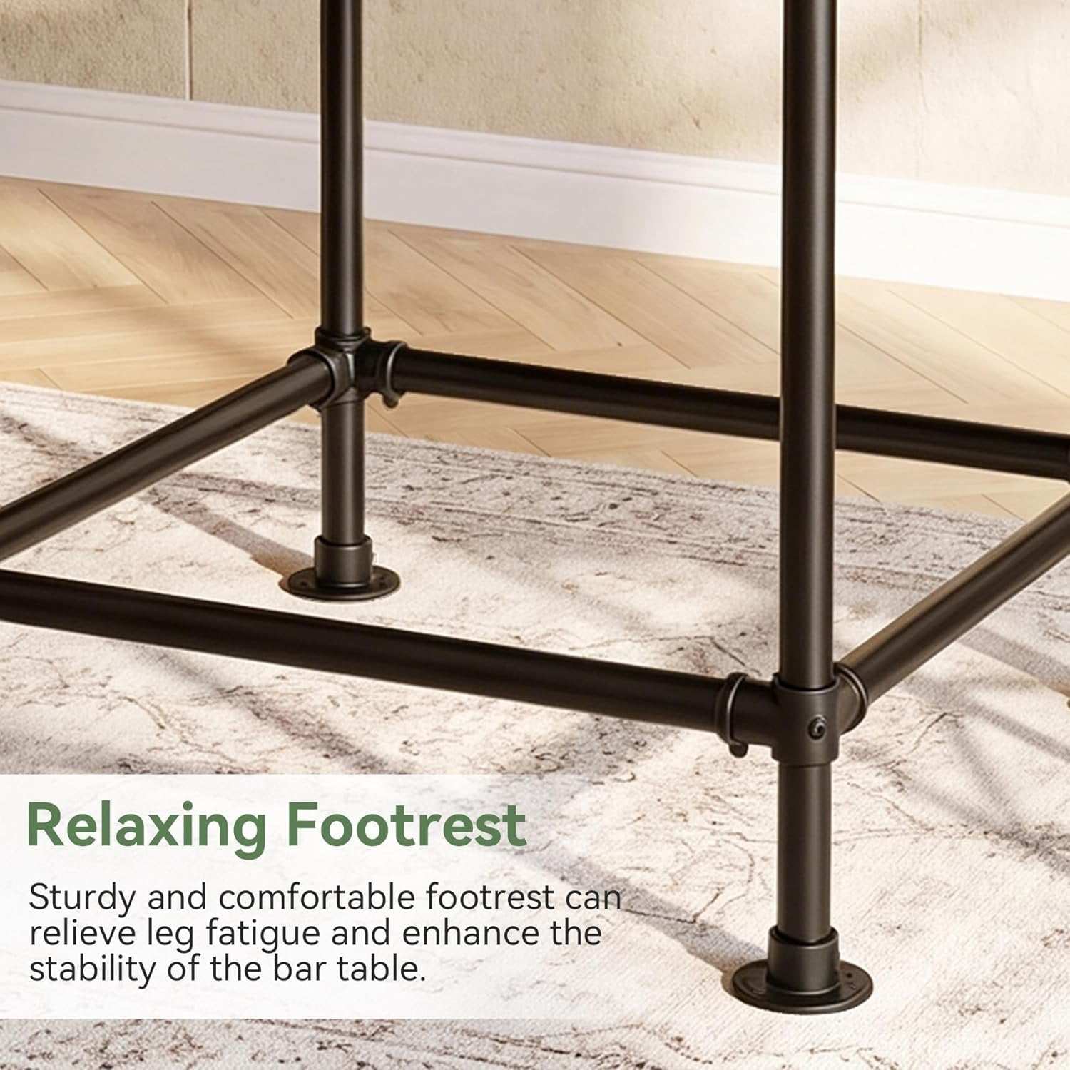 35.4" Square Bar Table, Cocktail Coffee Counter High Top Pub Table with Wood Tabletop