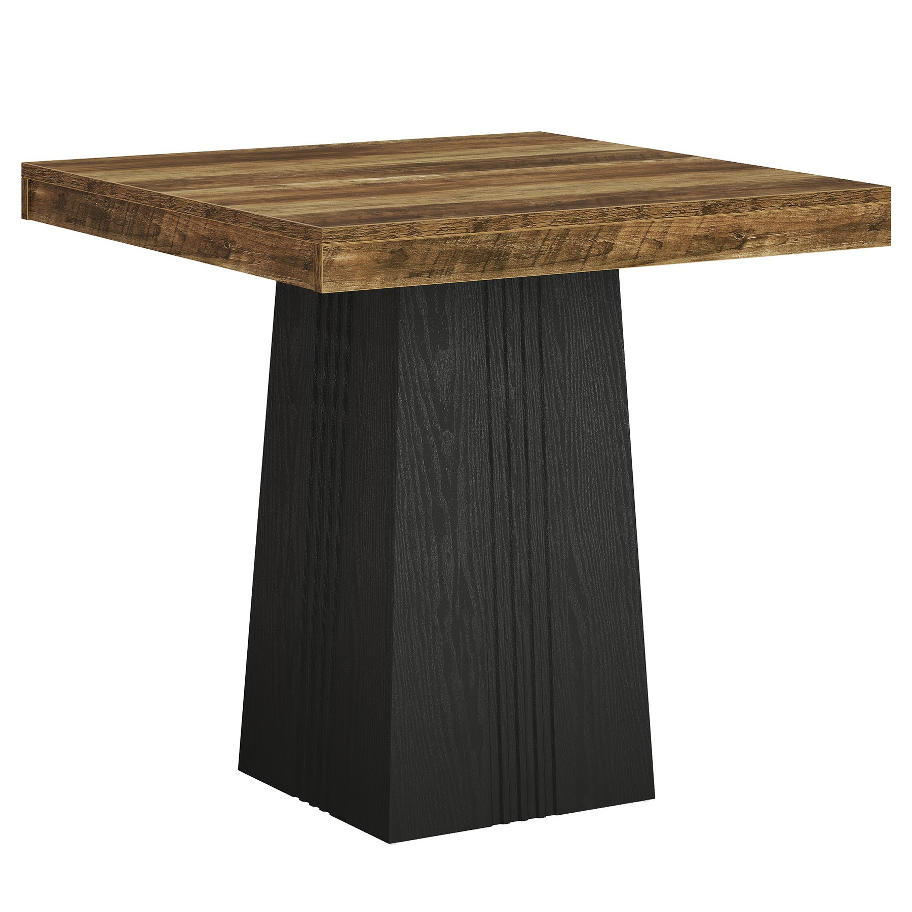 35.4" Square Bar Table, Modern Fluted Pub Table, Bar Height with Hollow Base